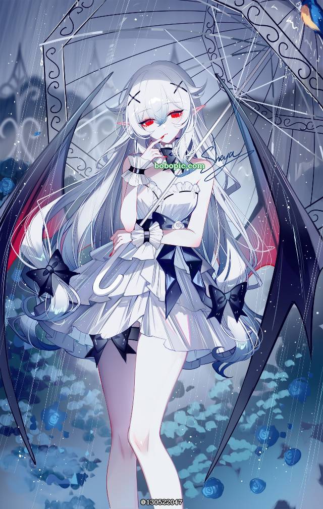 原创, 女孩子, 原创, red eyes, 白发, 吸血鬼, 恶魔, white skin