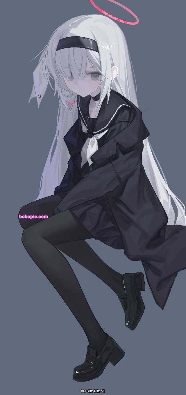 碧蓝档案, Plana (Blue Archive), doujin, young girl, illustration, 黑裤袜