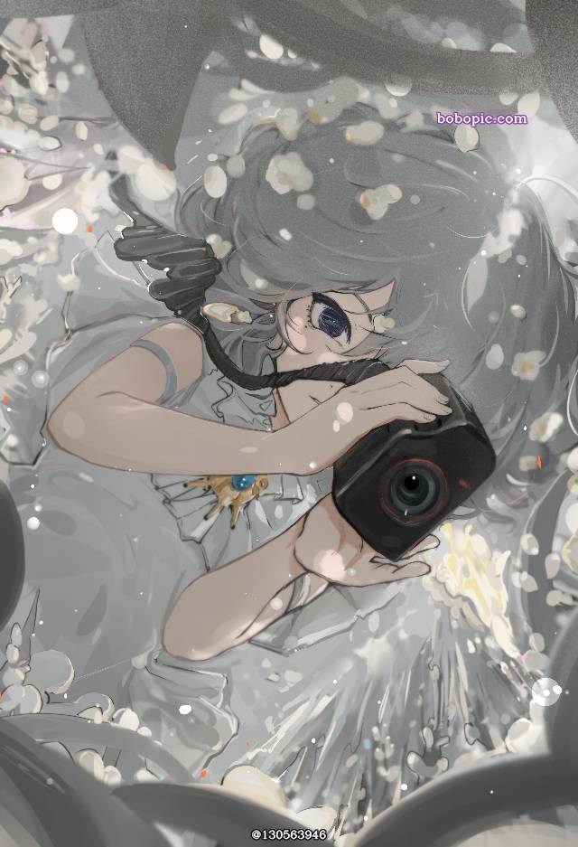 女孩子, young girl, 白发, flower, angel