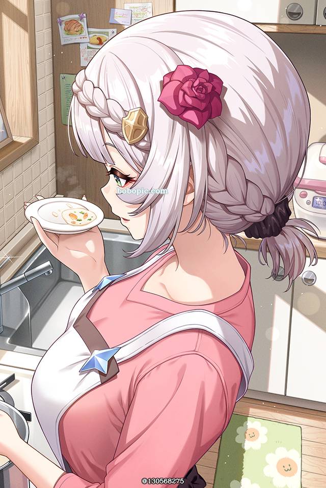 女孩子, Genshin Impact, beautiful girl, 已婚女性, 食物, 诺艾尔（原神）