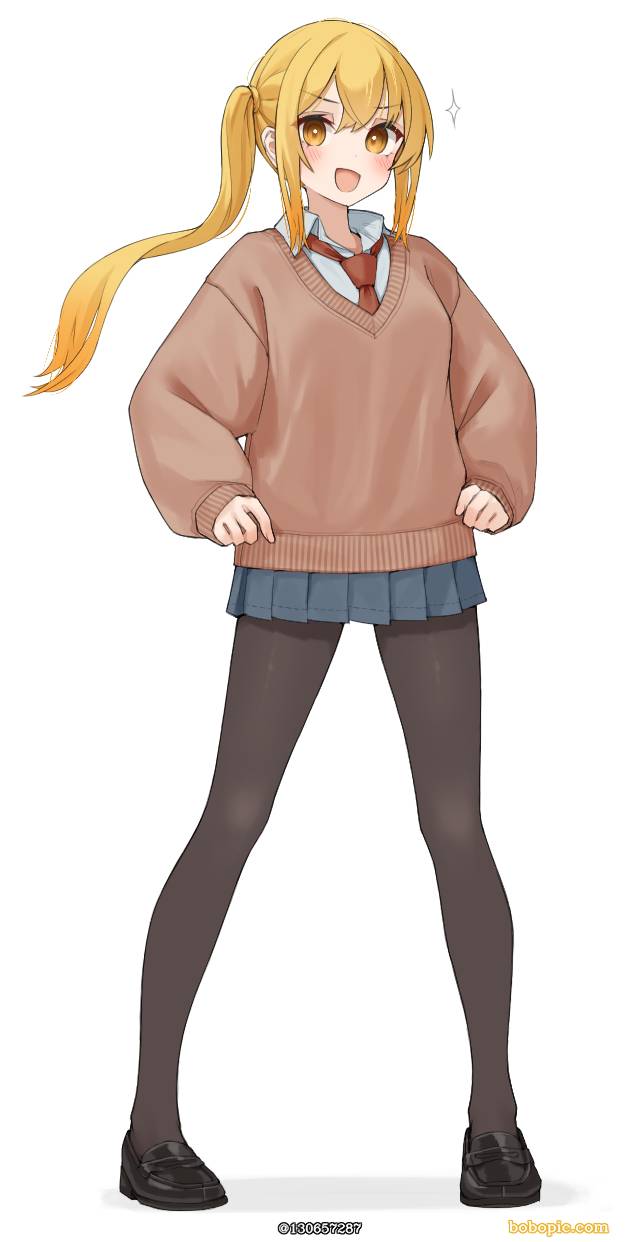 女孩子, 女高中生, uniform, 大腿, 乐福鞋, 黑裤袜, 侧马尾