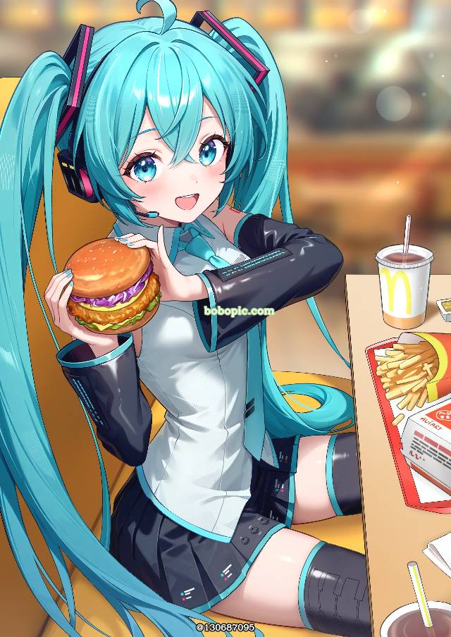vocaloid, Vocaloid, 初音未来, 麦当劳, 汉堡包