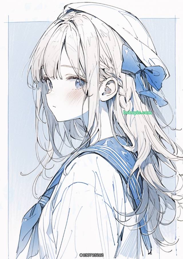 原创, 蓝, 女孩子, 插画