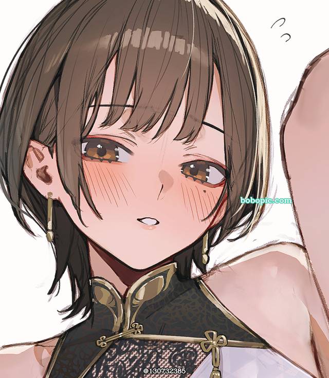 女孩子, 茶发, 旗袍, 原创1000users加入书籤