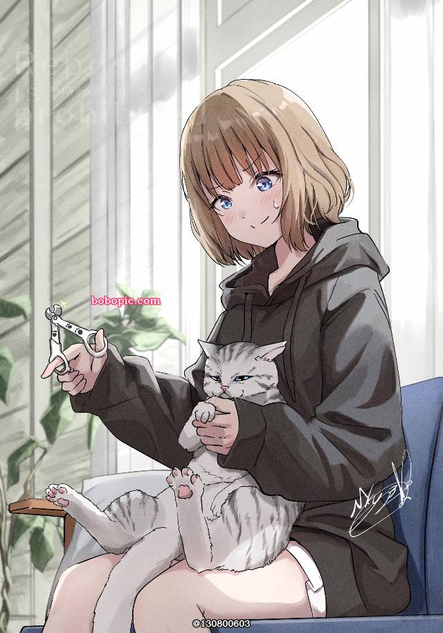 原创, 女孩子, cat and girl, 连帽衫, Original 500+ bookmarks