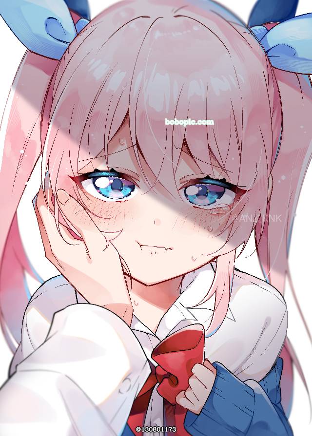 原创, 丫头片子, 双马尾, 粉色头发, teary-eyed, 原创, 女高中生