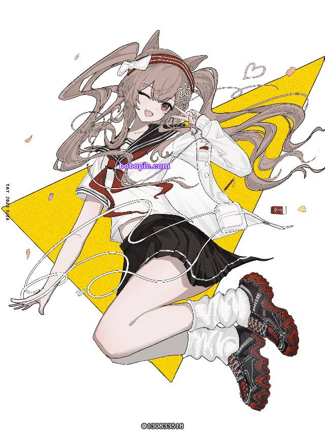 一张水手服,小女孩,JK,明日方舟,制服,安洁莉娜绘画图片