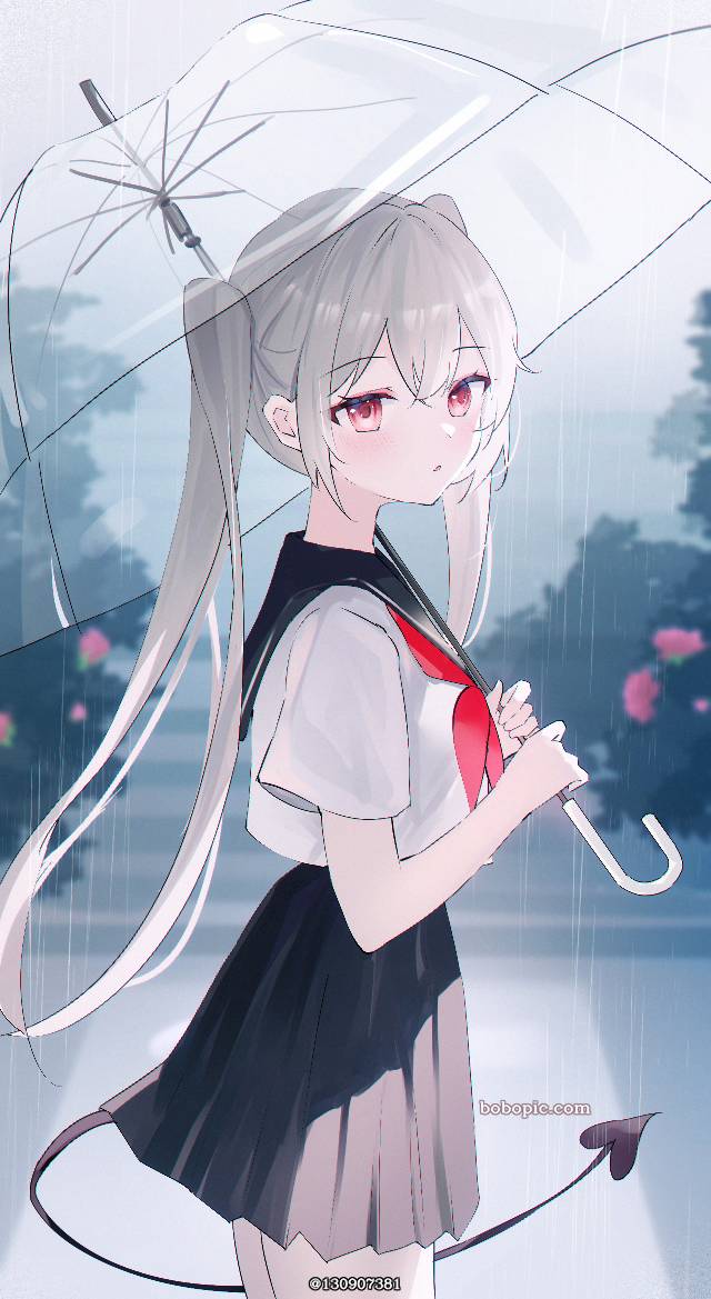 女孩子, 白发, young girl, red eyes