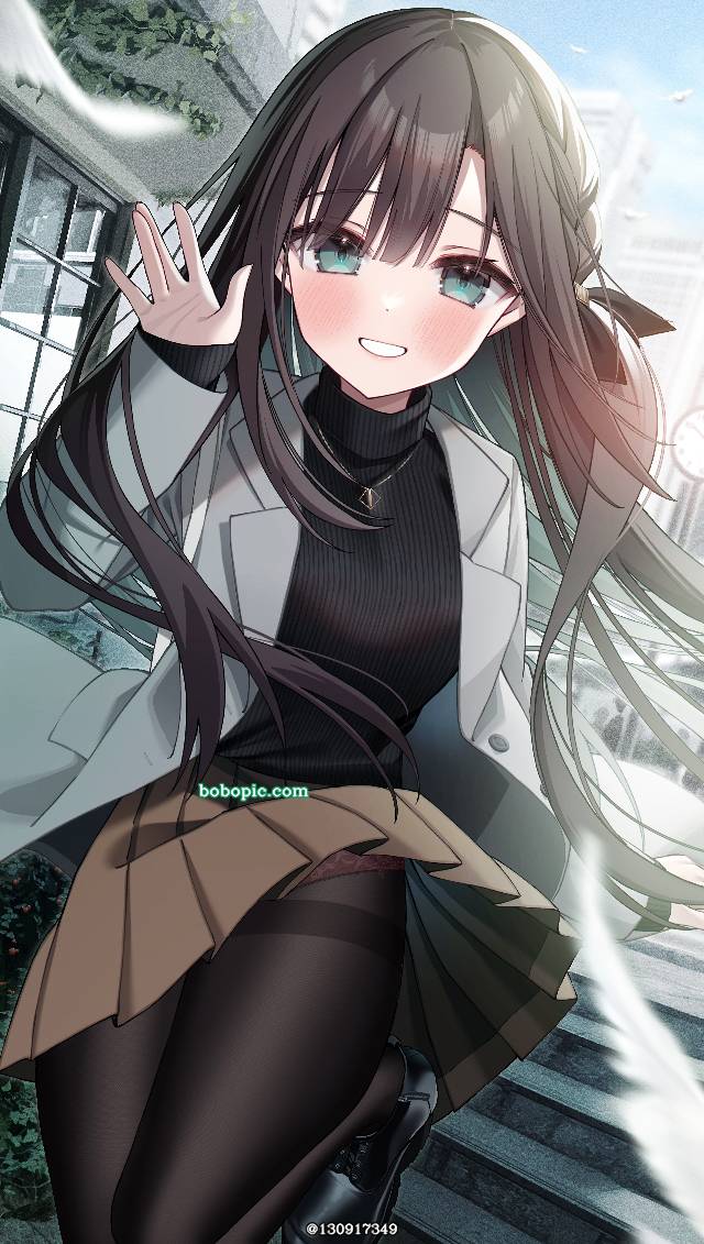 女孩子, 原创, casual clothes, 约会, 黑裤袜, 胖次