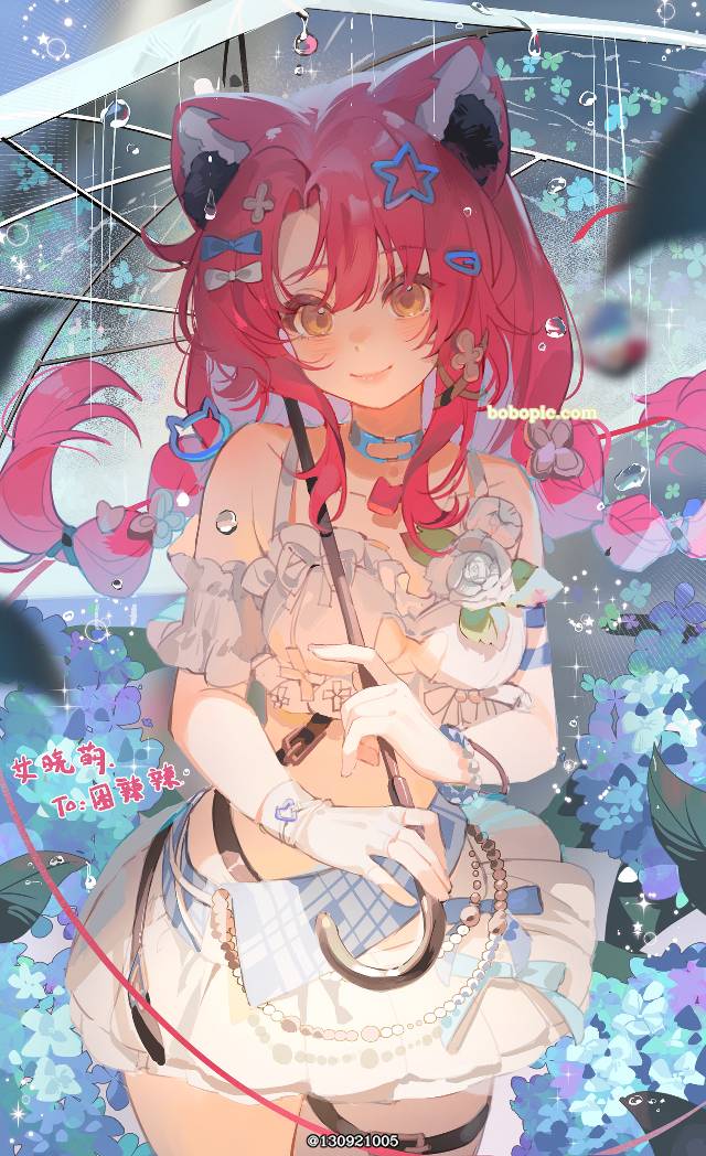 original works, 女孩子, 伞, rain, animal ears