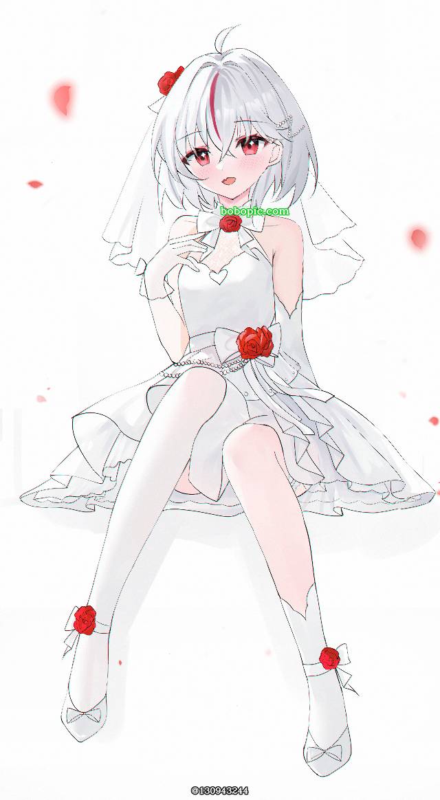 女孩子, 白发, 婚纱