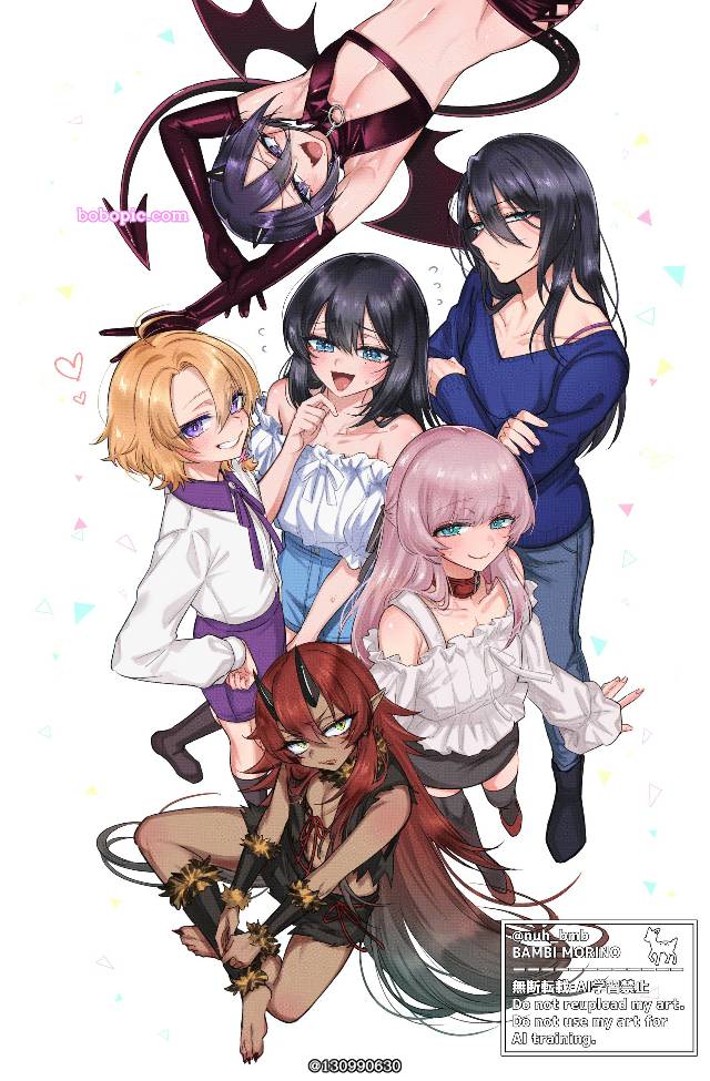 female clothing, 伪娘, young boy, 兽耳, horn, 女性化, character design, 原创BL