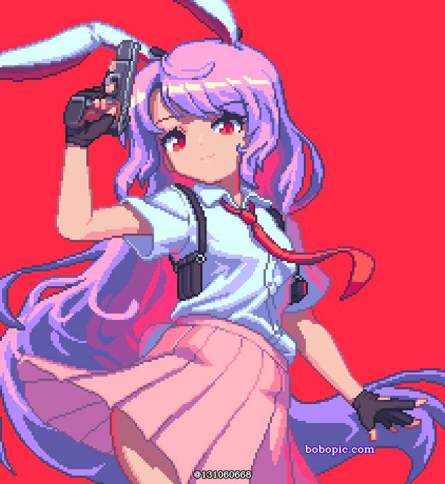 东方, 东方Project, 点阵图, udonge, 铃仙・优昙华院・因幡, touhous with guns