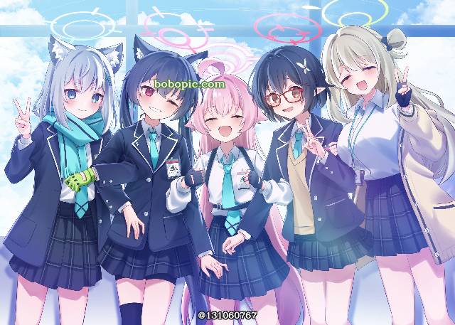 碧蓝档案, Sunaookami Shiroko, Kuromi Serika, Takanashi Hoshino, Okusora Ayane, Izayoi Nonomi, 阿拜多斯废校对策委员会