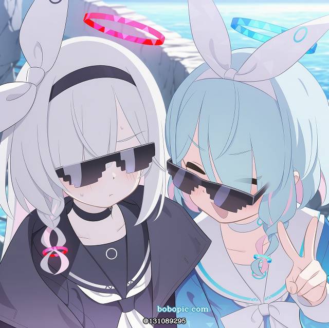 AI 画作, 碧蓝档案, Plana (Blue Archive), Alona (Blue Archive), 阿洛娜×普拉娜, 女孩子, 萝莉, 可爱