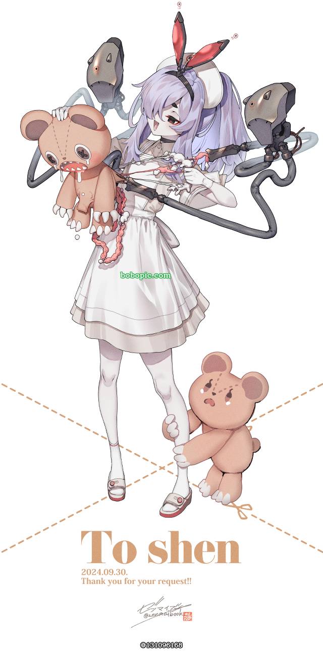 护士, plushie, 白裤袜, one eye covered