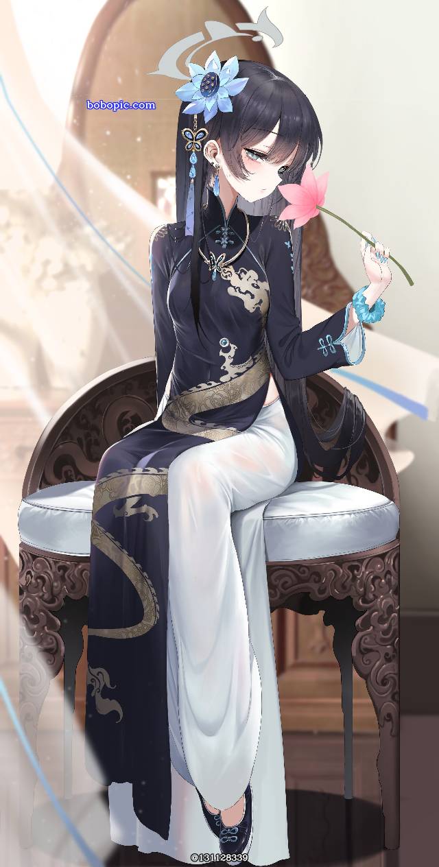 碧蓝档案, 龙华妃咲, Ao Dai, simulated blowjob