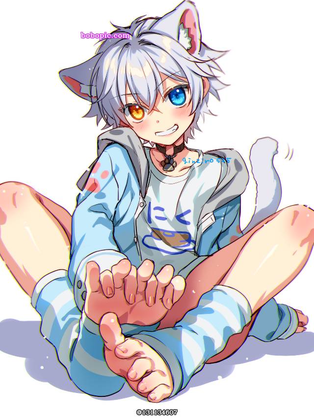 赤脚, 脚底, 裸足脚底, 脚指, young boy, 正太, cat ears, 兽耳, boy with cat ears