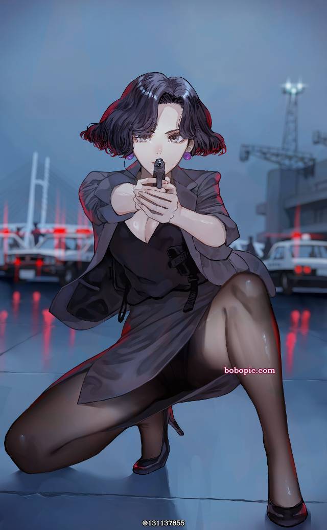 黑裤袜, harbor, 警车, handgun, 高跟鞋, 原创1000users加入书籤