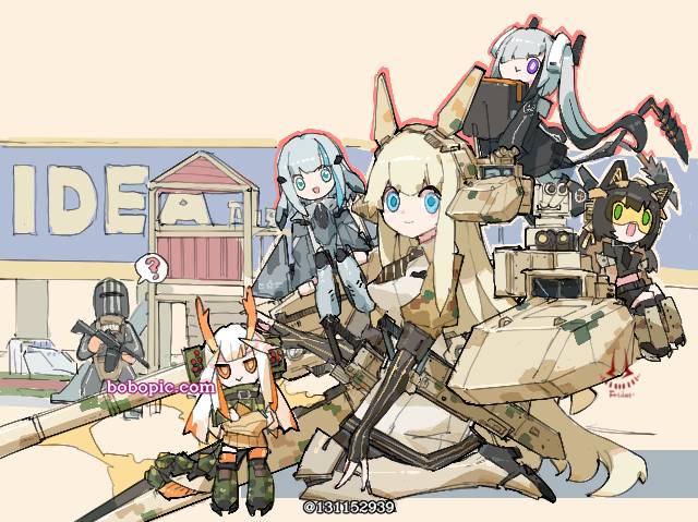 two dimensions, drawing on board, personification, 兵器拟人, 娘化, illustration