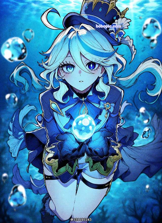 芙宁娜, Genshin Impact, 芙宁娜（原神）, 原创, 水下, bubbles, 魅惑的大腿