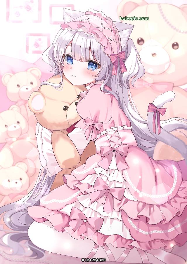女孩子, 原创, 兽耳, 原创, cat ears, 粉色, 洛丽塔