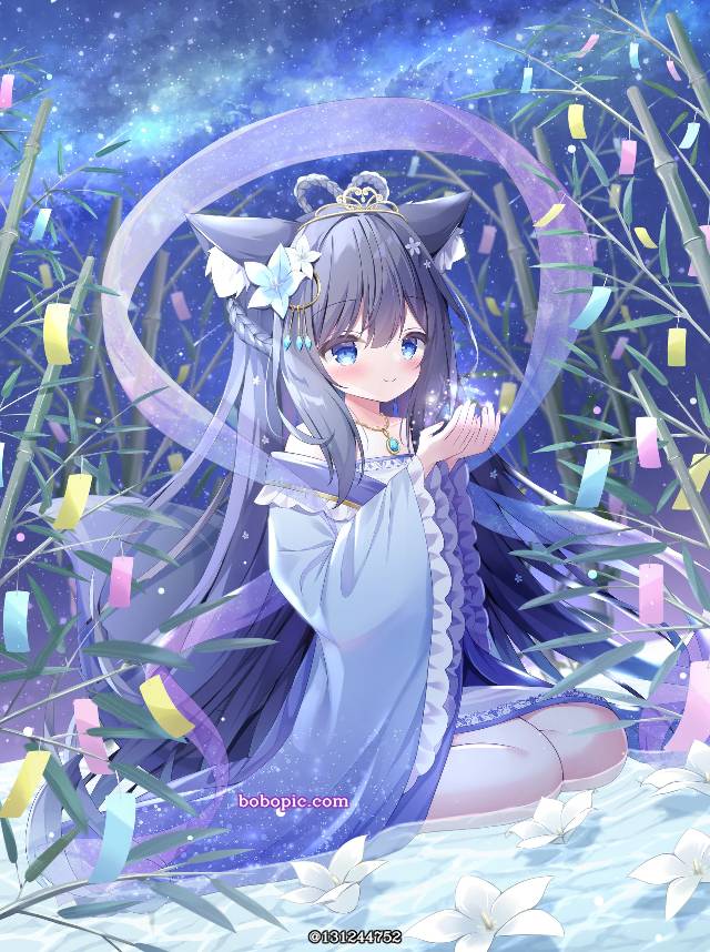 原创, 女孩子, young girl, 兽耳, foxgirl, tanabata, orihime