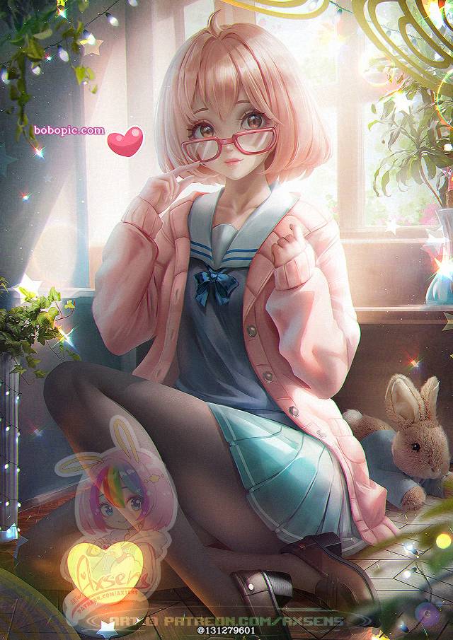 kuriyama mirai, 女孩子, 动画, 境界的彼方, 二次创作, moe, 可爱, beautiful girl, 插画