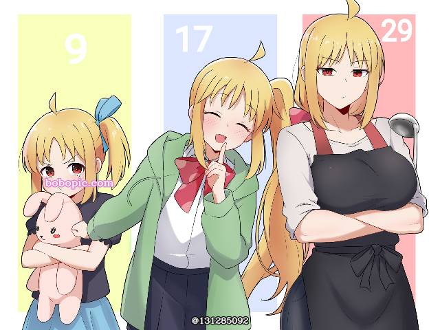 Nijika Ijichi, age progression, 成人化, 幼儿化