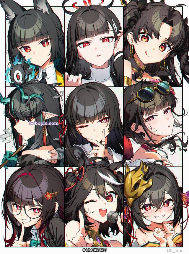 女孩子, 黑发, red eyes, 黑发赤眼, 1000users加入书籤
