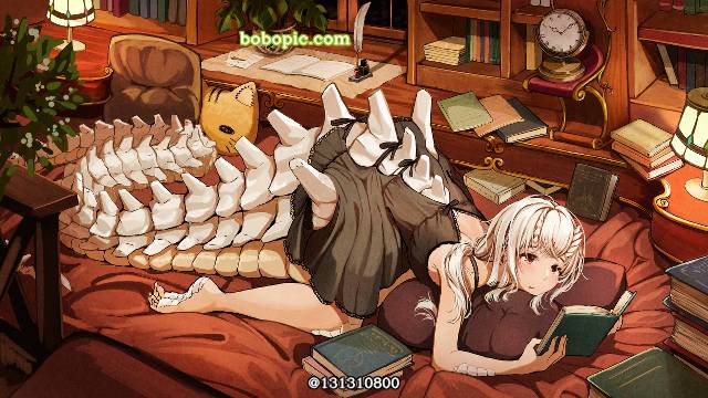 原创, humanoid, 魔物娘, horned girl, 图书馆