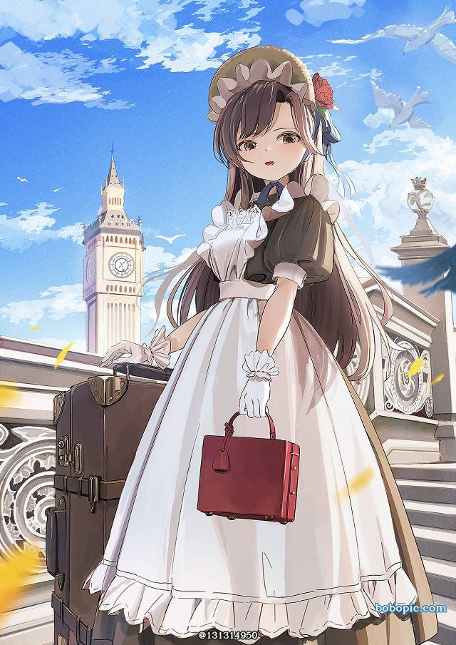 原创, 女孩子, 女仆, trolley bag