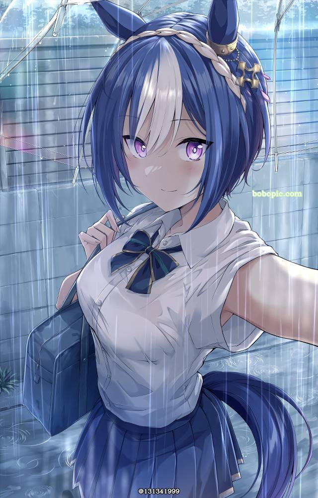 马娘, Cesario (Uma Musume), sharing an umbrella, rainy season, 透明伞, 赛马娘Pretty Derby, 露腋