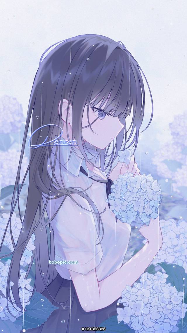 原创, 女孩子, 紫阳花, rain, uniform