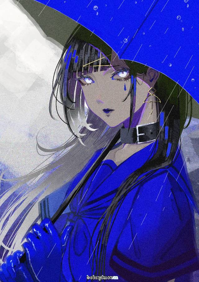 原创, 原创, 女孩子, 黑发, 穿洞, 手套, 水手服, 伞