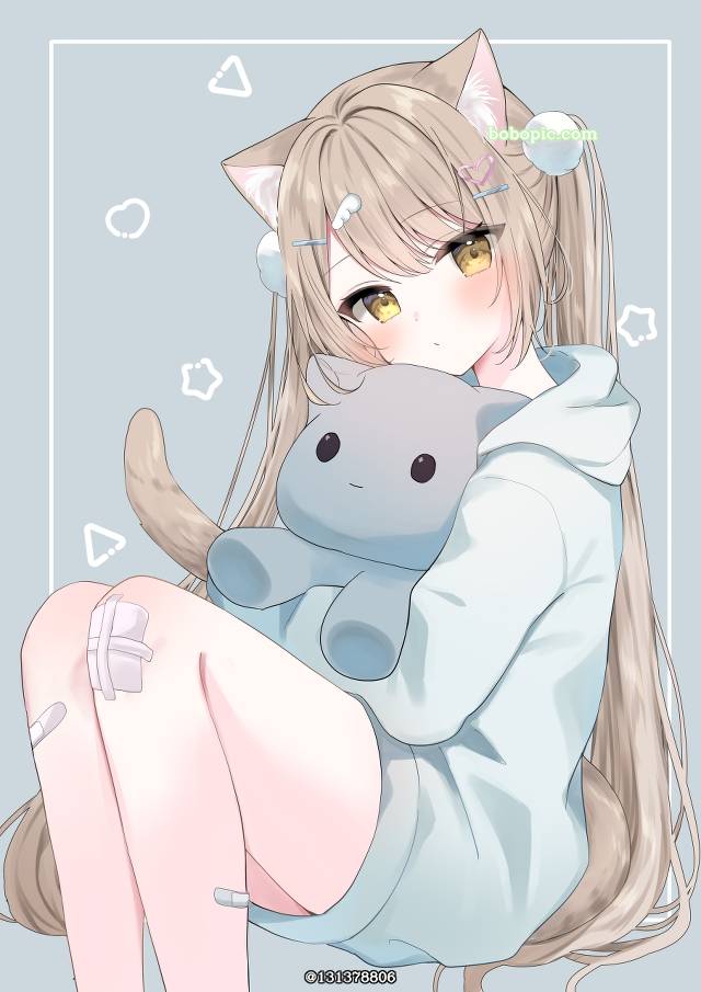 女孩子, 原创, cat ears, 双马尾, 兽耳, 原创, 连帽衫