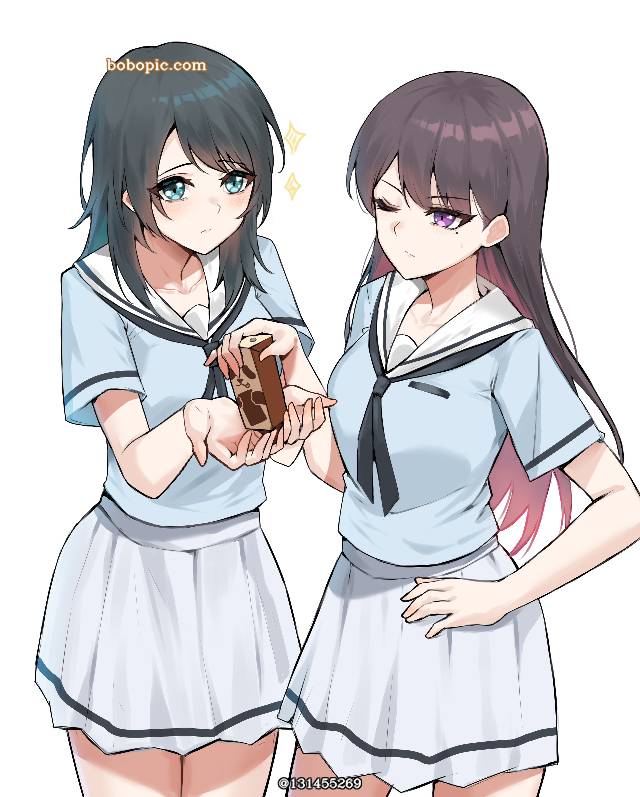 Taki Shiina, uniform, 女孩子, 原创, BanG Dream!, Umiri Yahata, Umiri/Taki