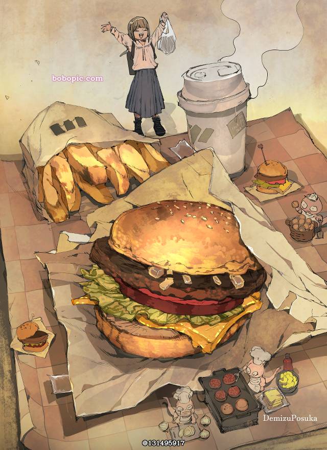 食物, 汉堡包, beverage, fries