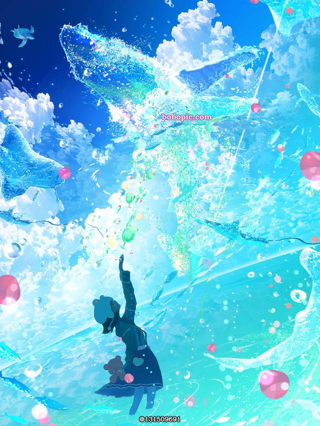 原创, 风景, 女孩子, background, melon soda, ice cream soda, 原创, sky, 吉卜力
