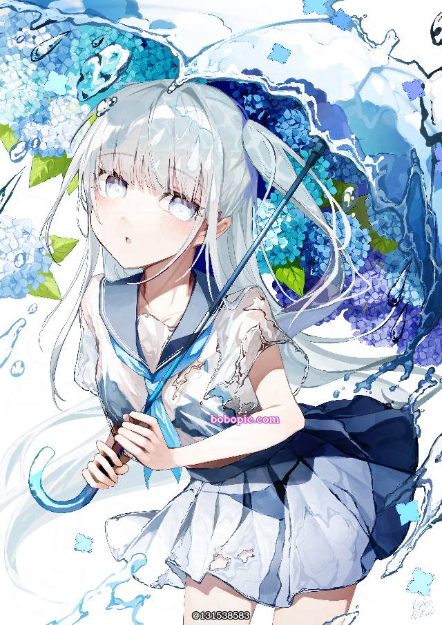 女孩子, 白发, 原创, young girl, 原创, 水手服, water