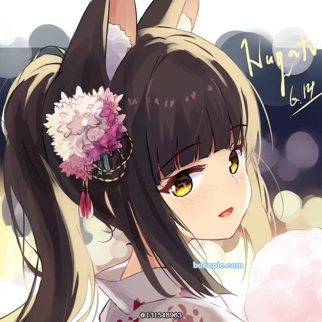 长门（碧蓝航线）, 和服, 碧蓝航线, foxgirl, fox ears, Azur Lane 500+ bookmarks