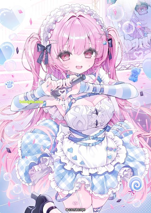 女孩子, 原创, 粉色头发, 原创, young girl, 商业绘图, two-side up