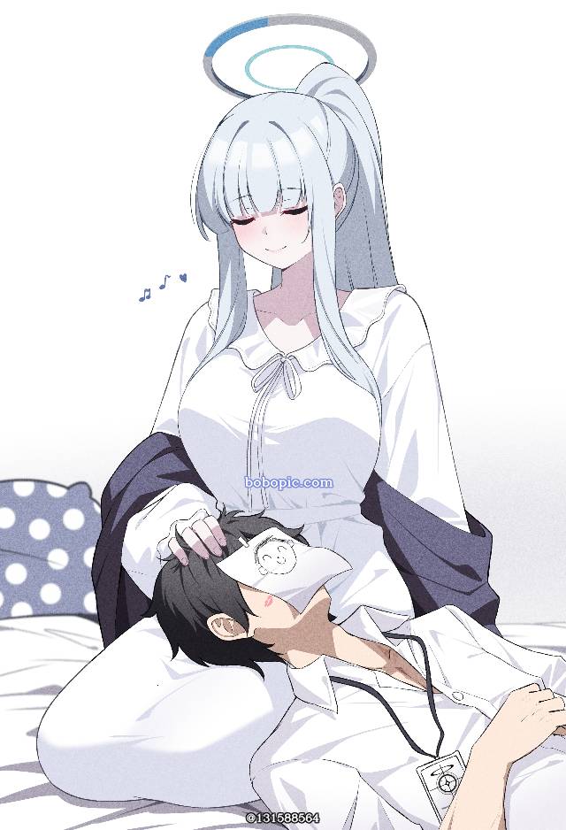 女孩子, 碧蓝档案, 生盐诺亚, 白发, lap pillow