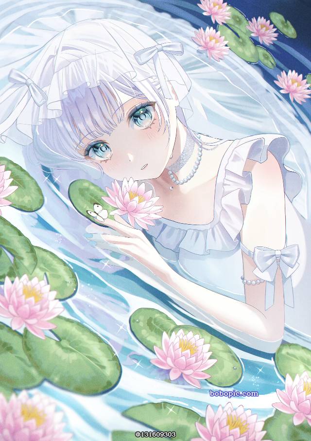 young girl, 花和女孩子, 插画, 女孩子, 原创, 原创, 美甲