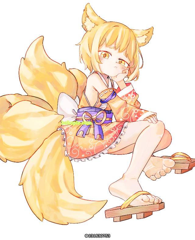 萝莉, 赤脚, 脚底, 脚指, sandals, fox ears