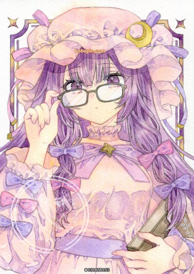 女孩子, 手绘, transparent watercolor, 东方Project, 帕秋莉·诺蕾姬, Touhou Project 100+ bookmarks