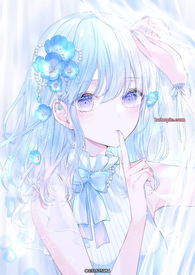 女孩子, 原创, 花和女孩子, young girl, nemophila