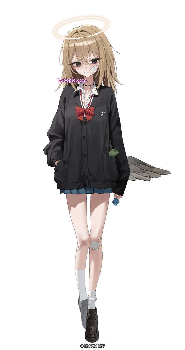 angel, fallen angel, 女孩子, 平胸, school uniform