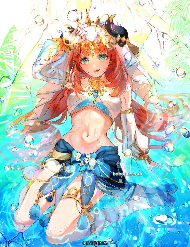 长发, 太美了, water, nail, 女孩子, 夏天, Genshin Impact, 妮露