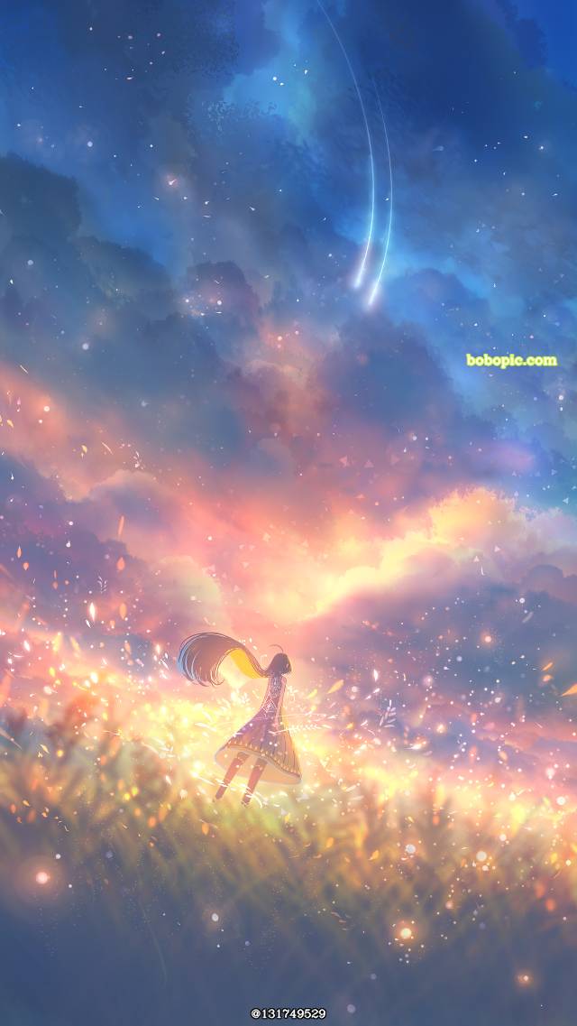 风景, sky, background, 女孩子, grassland, Original 500+ bookmarks